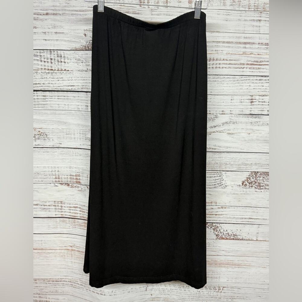 L.L. Bean Women's Black Maxi Skirt Medium Petite Pull-on A-line